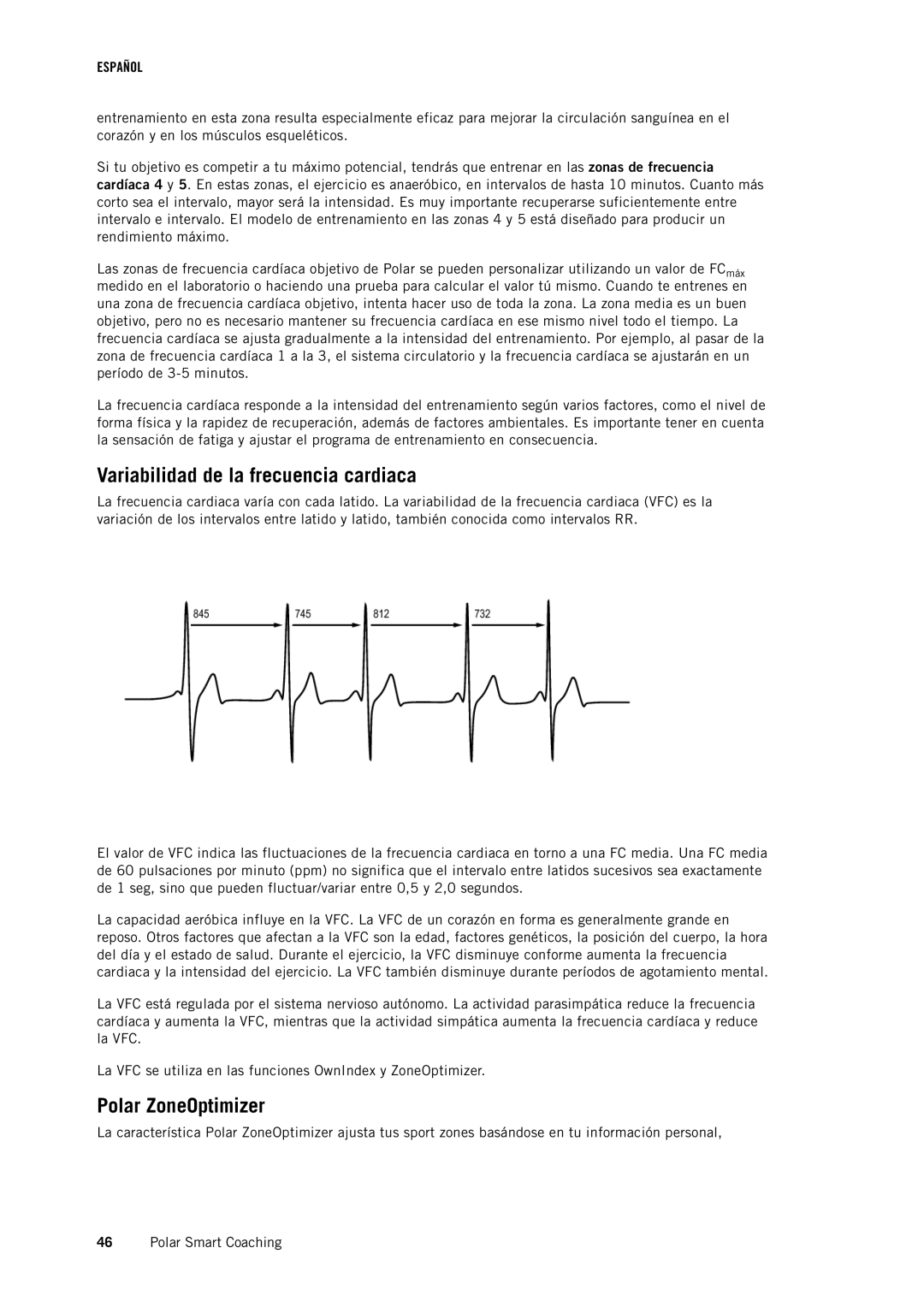 Polar RC3GPS manual Variabilidad de la frecuencia cardiaca, Polar ZoneOptimizer 