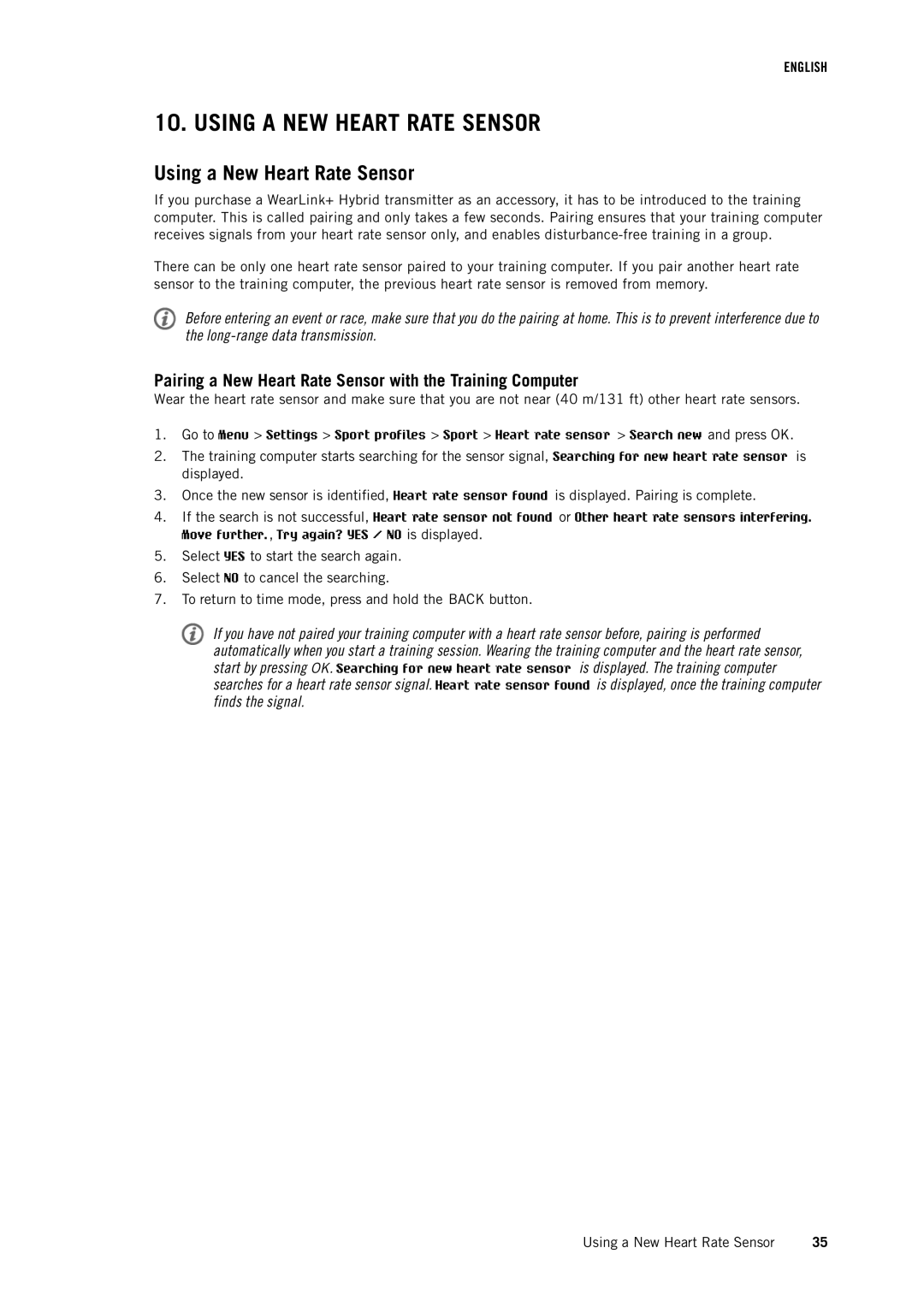 Polar RCX3 user manual Using a NEW Heart Rate Sensor, Using a New Heart Rate Sensor 