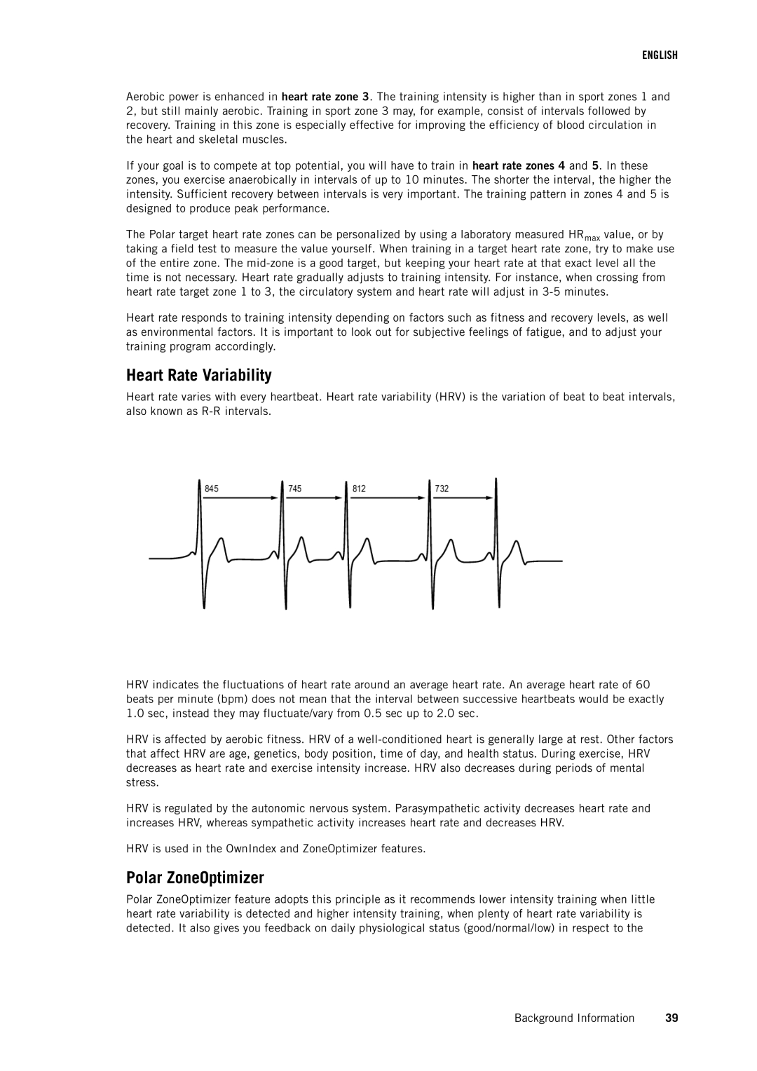 Polar RCX3 user manual Heart Rate Variability, Polar ZoneOptimizer 