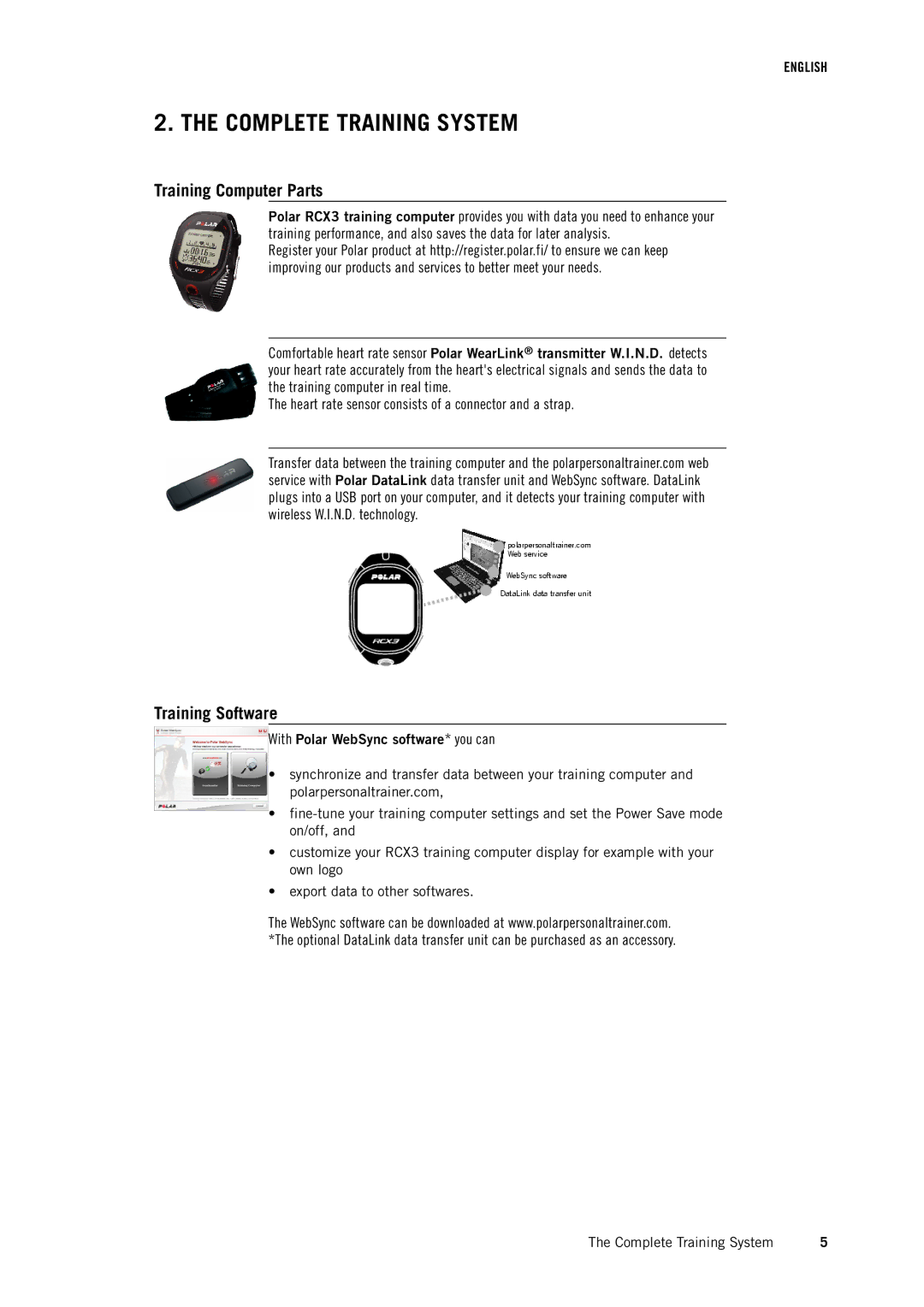 Polar RCX3 Complete Training System, Training Computer Parts, Training Software, With Polar WebSync software* you can 