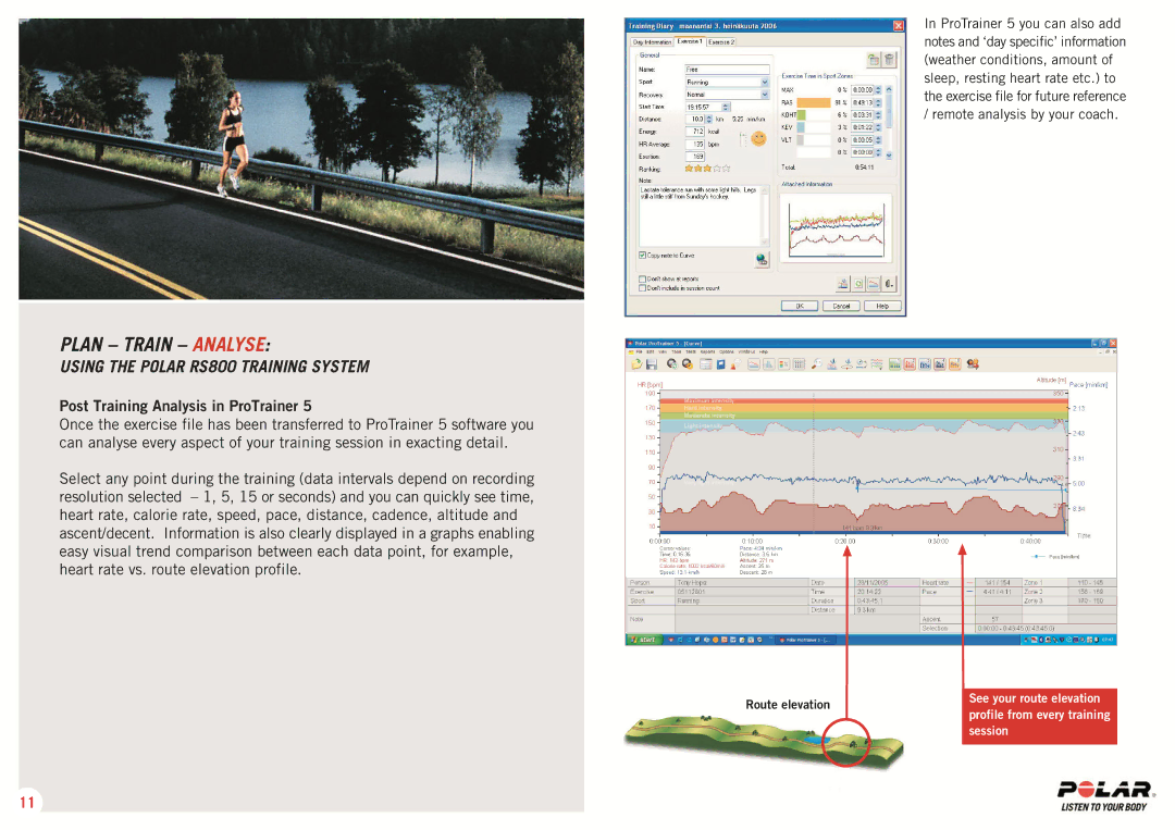 Polar RS 800 SD manual Post Training Analysis in ProTrainer 