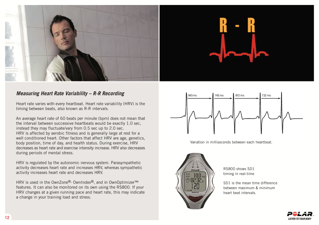 Polar RS 800 SD manual Measuring Heart Rate Variability R-R Recording 