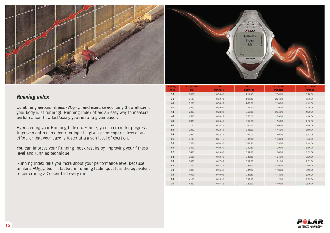 Polar RS 800 SD manual Running Index 