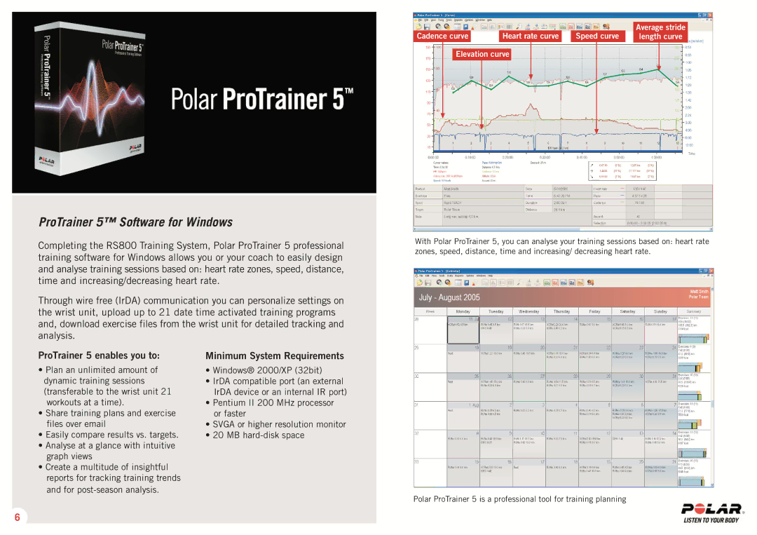 Polar RS 800 SD manual ProTrainer 5 Software for Windows, ProTrainer 5 enables you to, Minimum System Requirements 