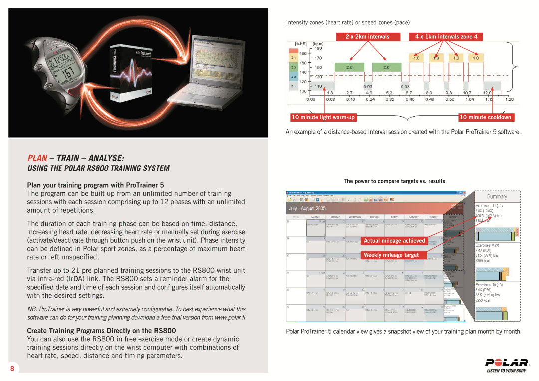 Polar RS 800 SD manual Plan your training program with ProTrainer, Create Training Programs Directly on the RS800 