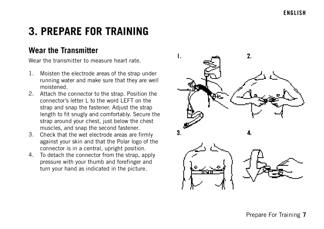 Polar RS400 manual Prepare for Training, Wear the Transmitter 