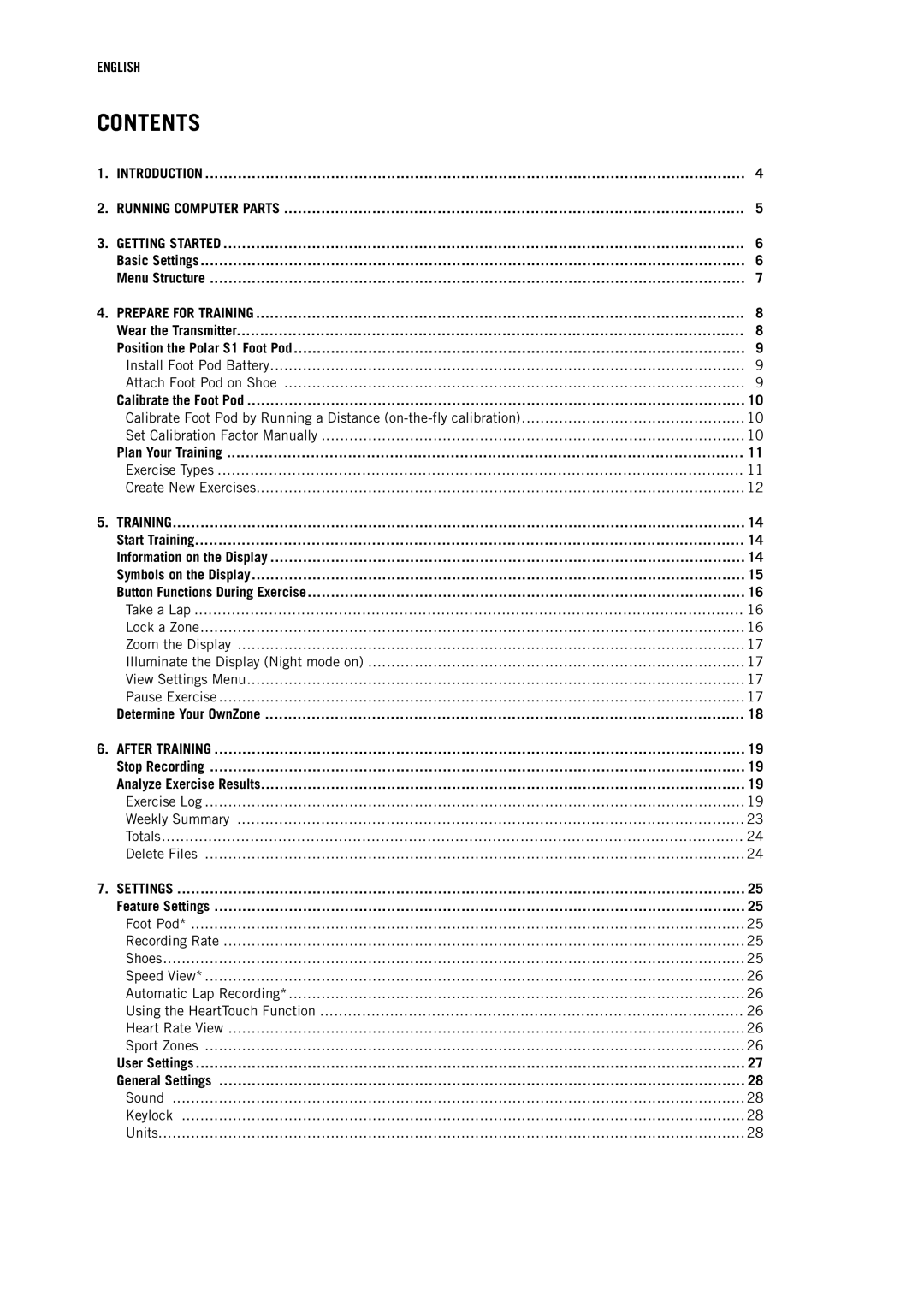 Polar RS400 user manual Contents 