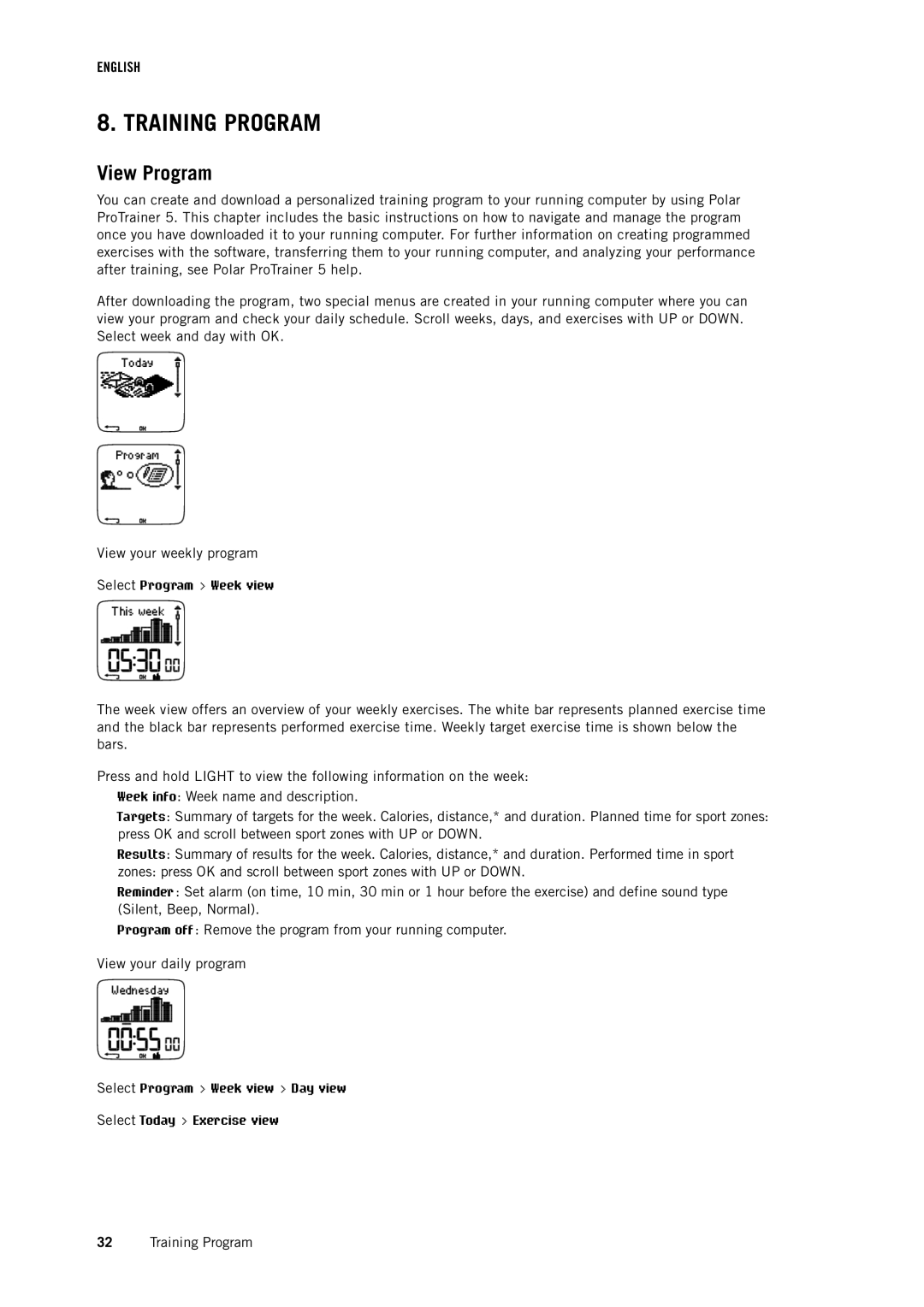 Polar RS400 user manual Training Program, View Program 