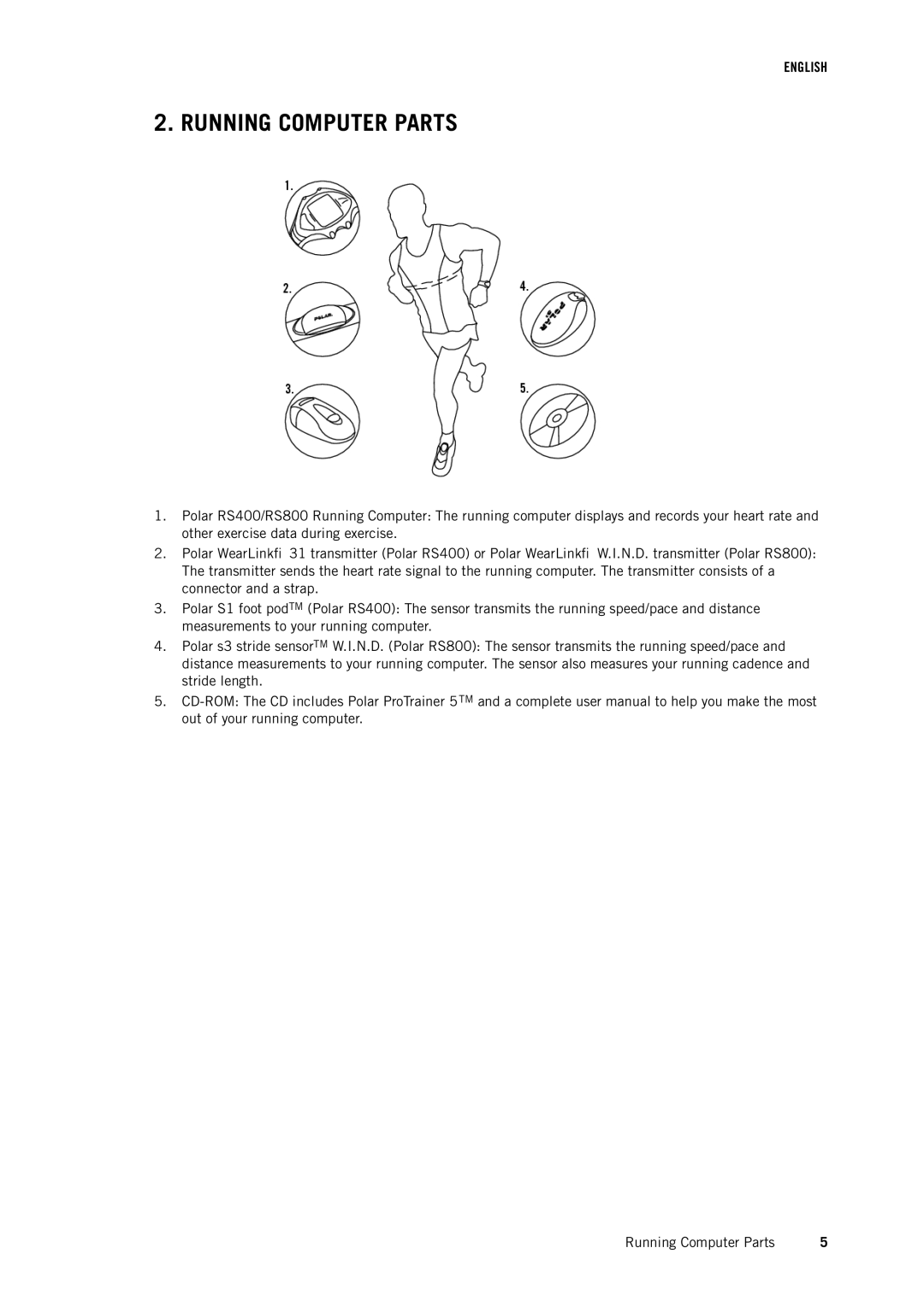 Polar RS400 user manual Running Computer Parts 