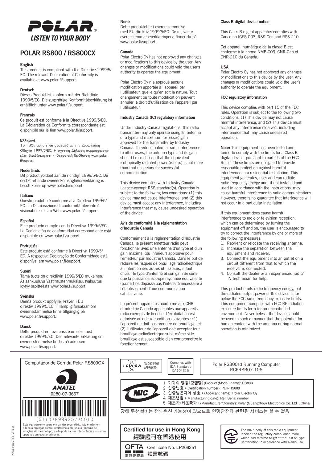 Polar RS800CX user manual English 