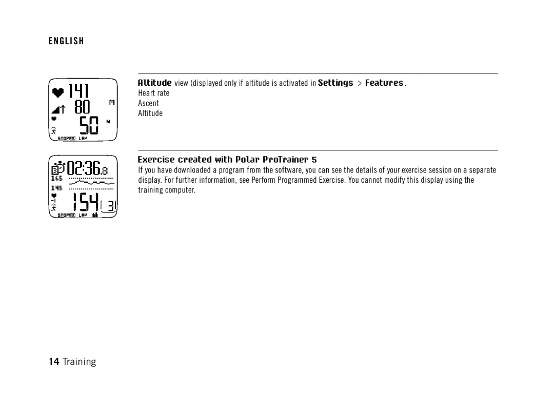 Polar RS800 manual Exercise created with Polar ProTrainer 