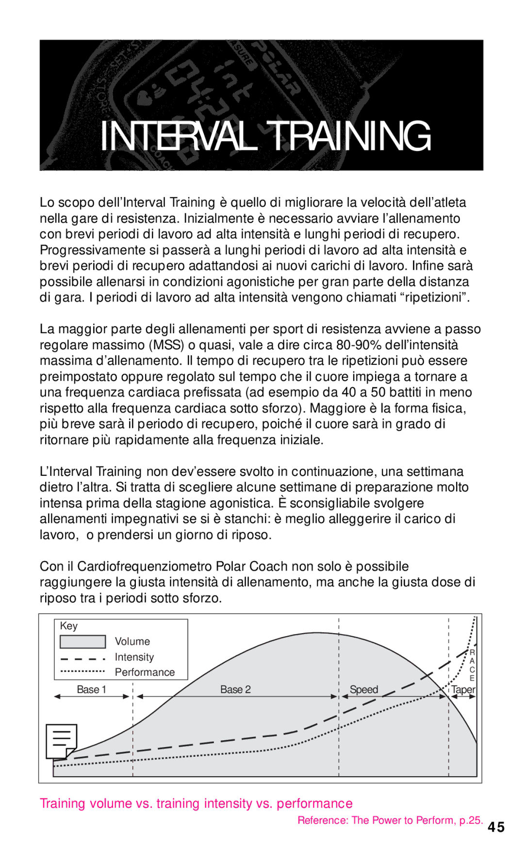 Polar RS800CX manual Training volume vs. training intensity vs. performance 