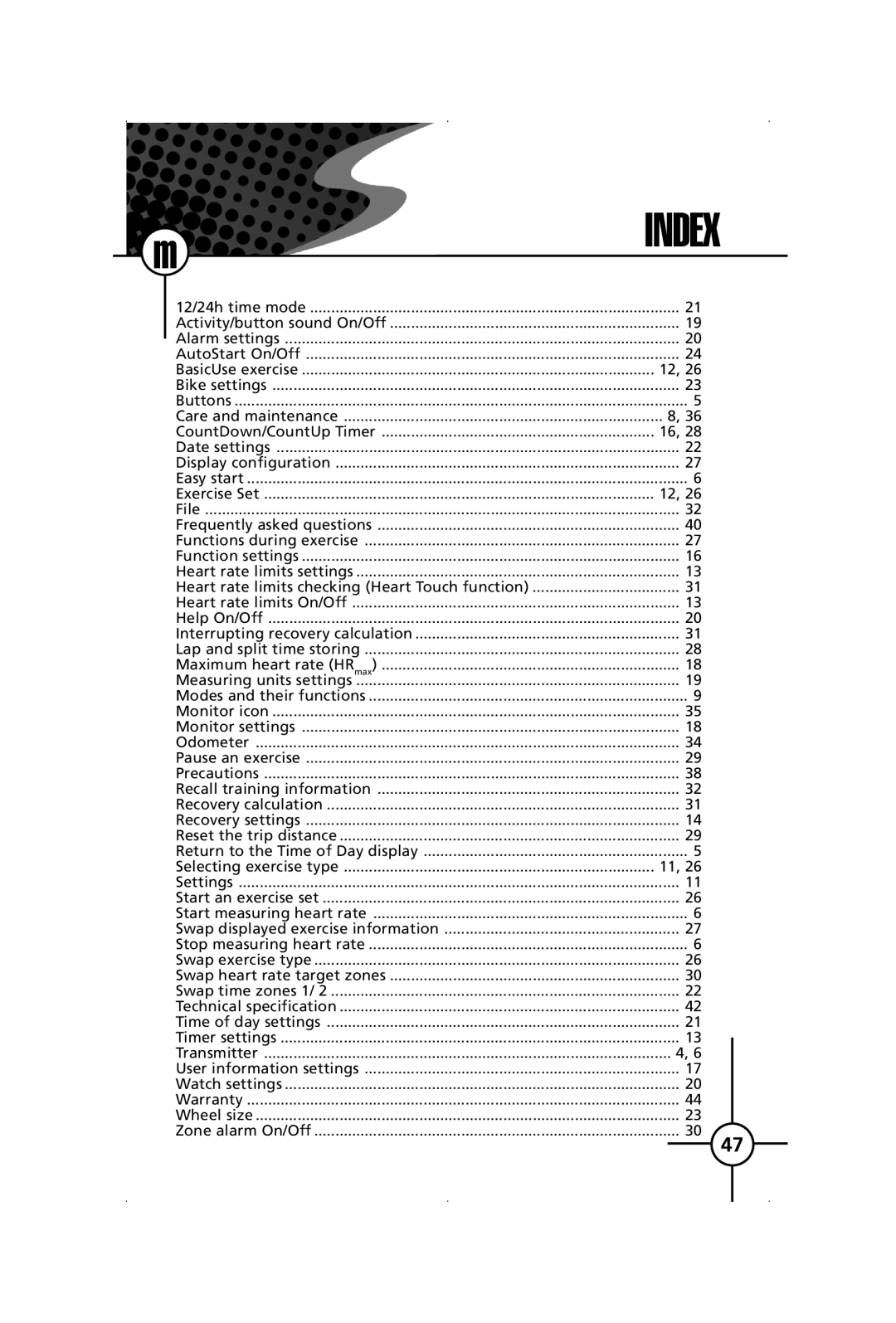 Polar S120, S150 manual Index 