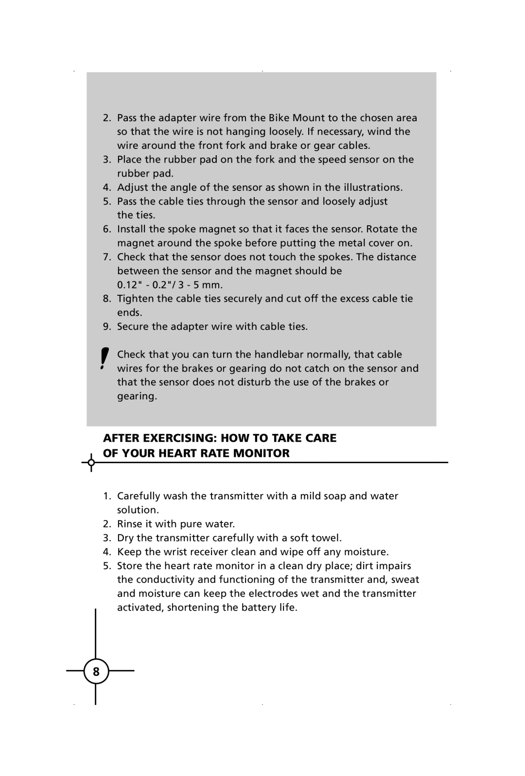 Polar S150, S120 manual After Exercising HOW to Take Care Your Heart Rate Monitor 