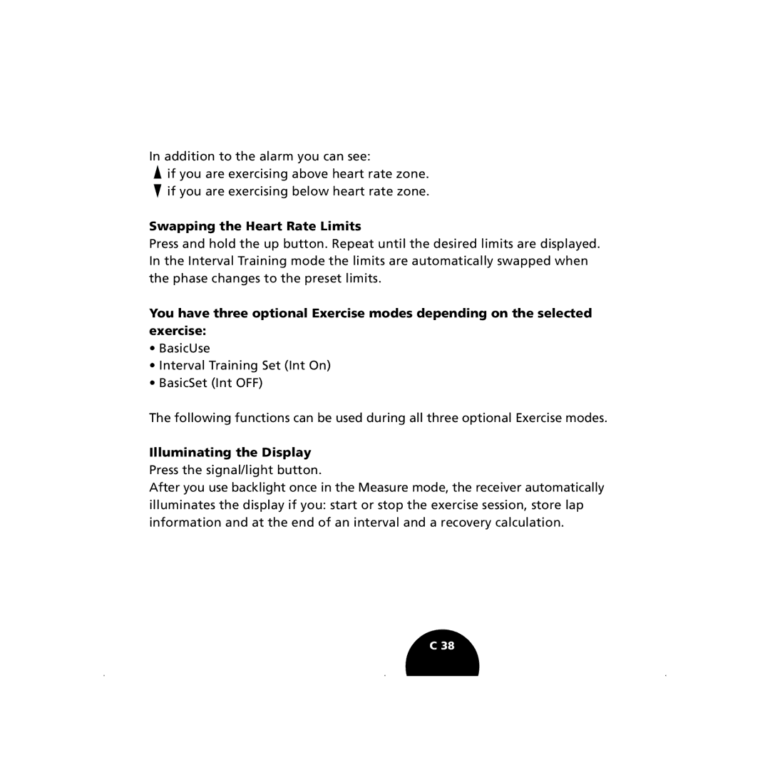 Polar S410, S210 user manual Swapping the Heart Rate Limits, Illuminating the Display 