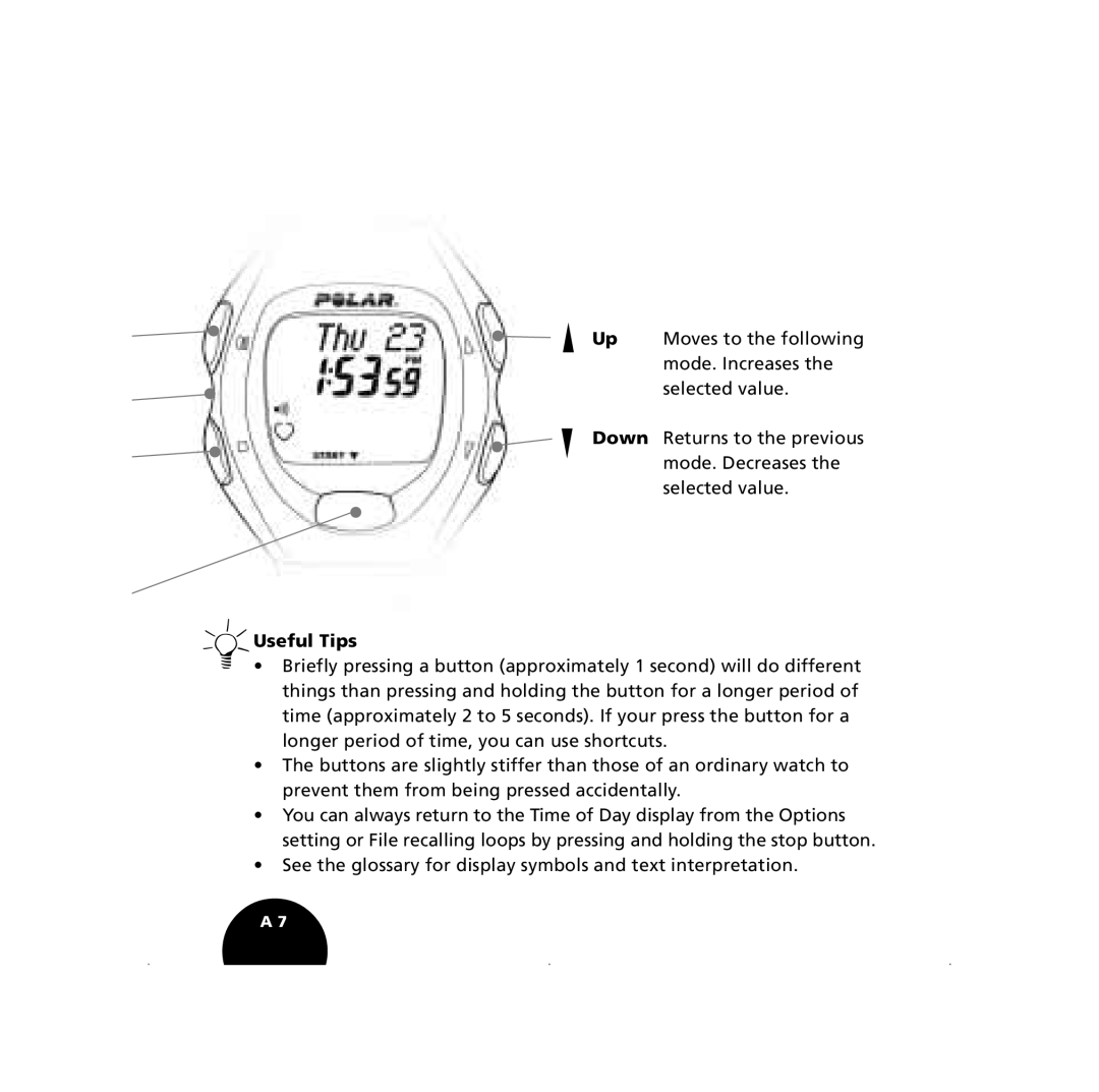 Polar S210, S410 user manual Useful Tips 