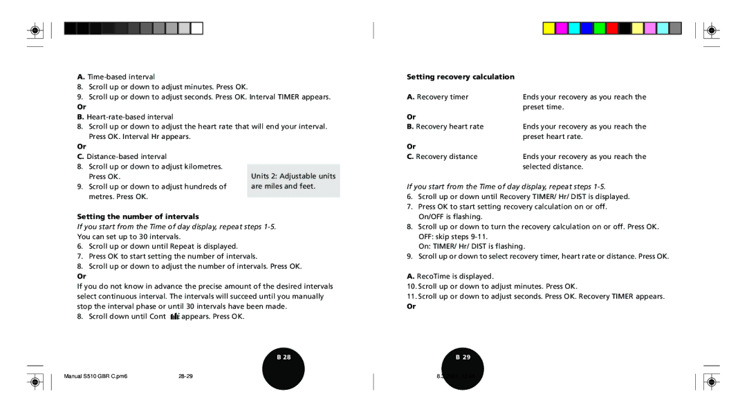 Polar S510 user manual Setting the number of intervals, Setting recovery calculation 