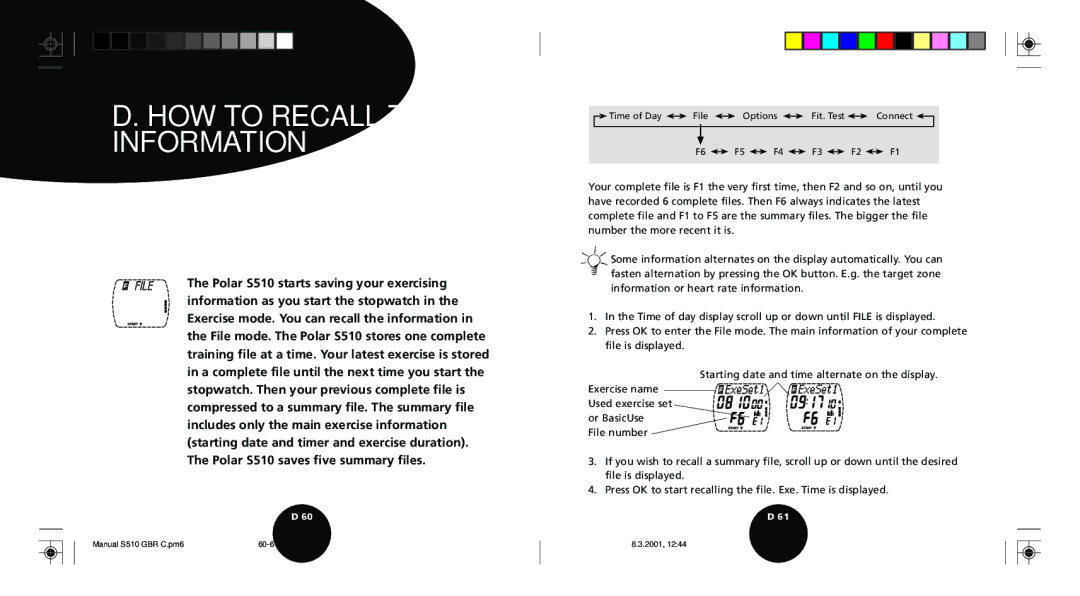 Polar S510 user manual HOW to Recall Training Information 