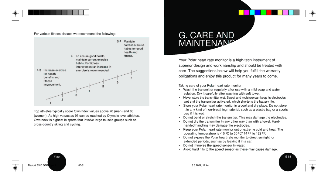 Polar S510 user manual Care Maintenance, Taking care of your Polar heart rate monitor 