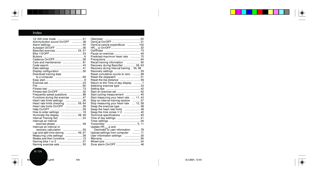 Polar S510 user manual Index, Download training data 