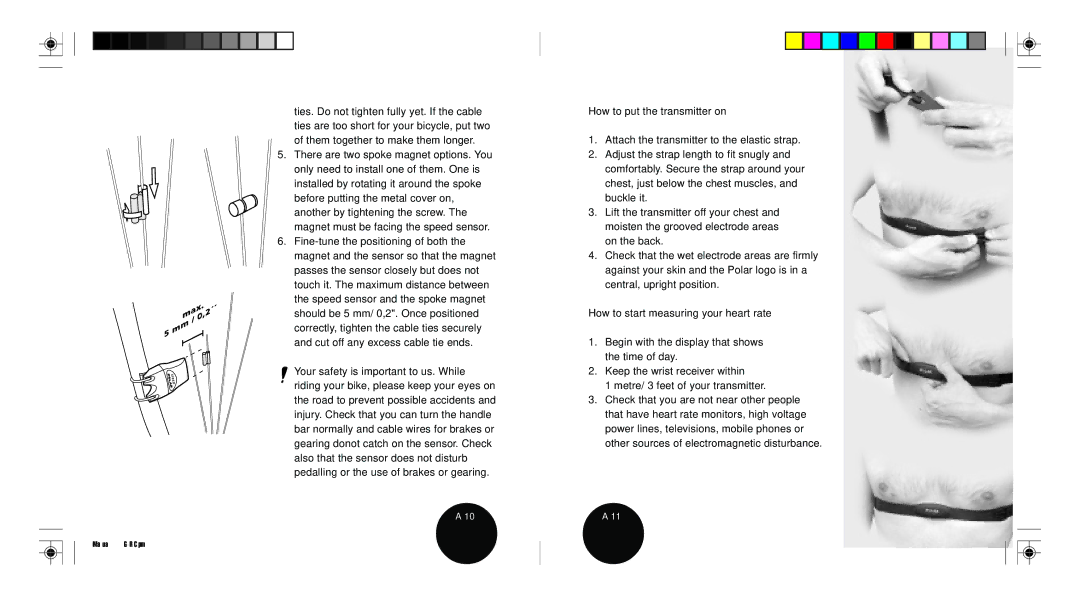 Polar S510 user manual How to put the transmitter on, How to start measuring your heart rate 