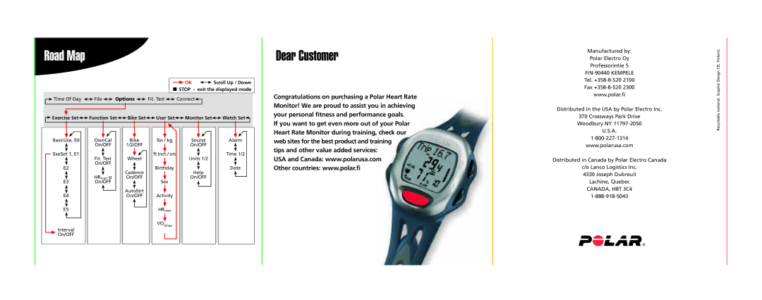 Polar S520, S510 manual Road Map 