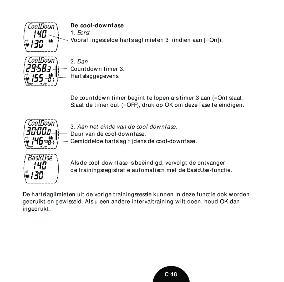 Polar S610 manual De cool-downfase 