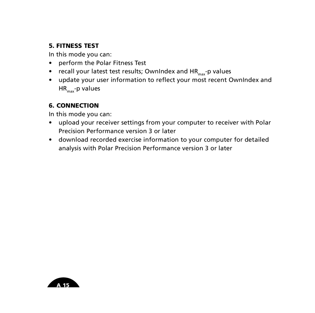 Polar S610i user manual Fitness Test 