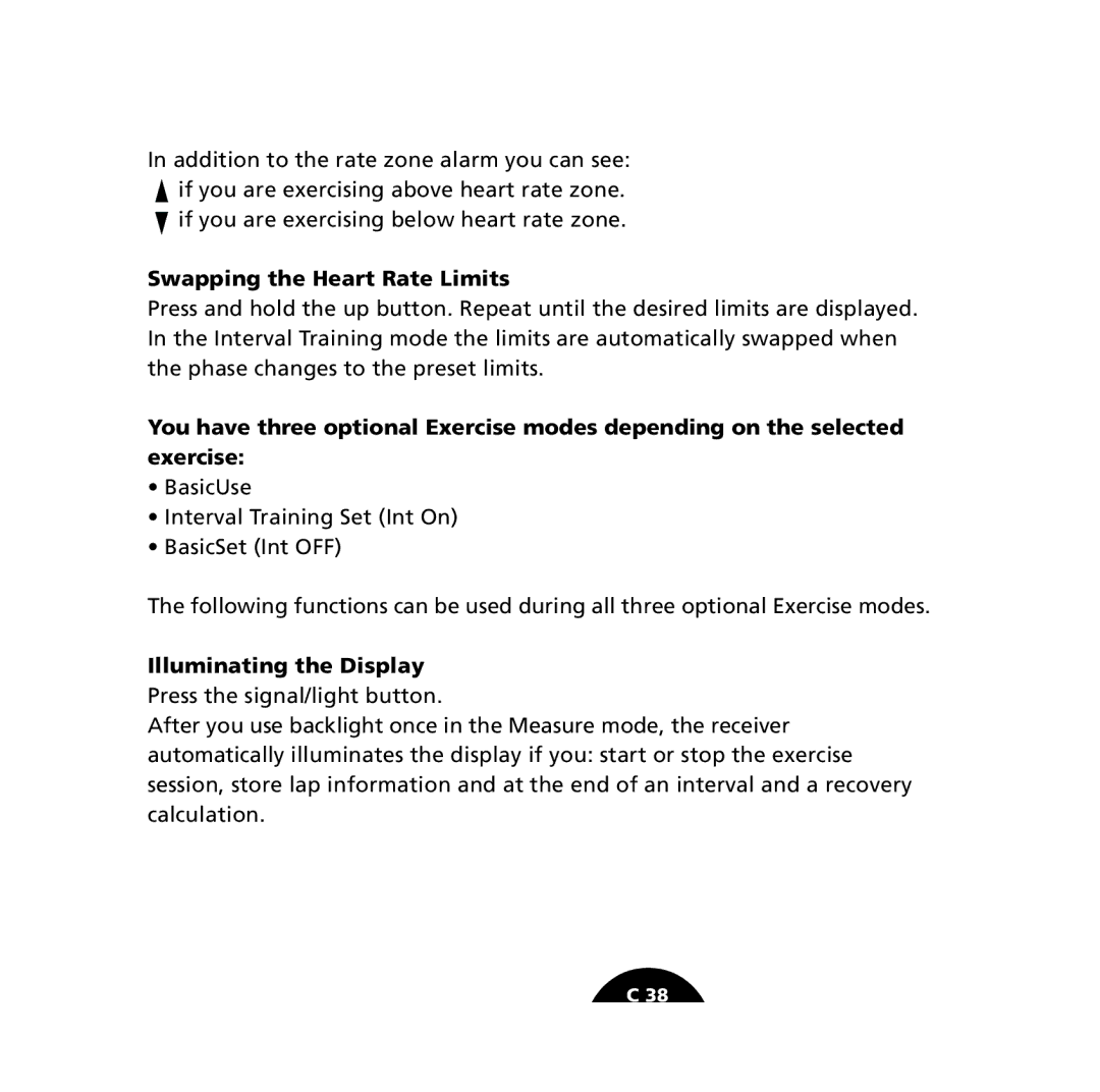 Polar S610i user manual Swapping the Heart Rate Limits, Illuminating the Display 