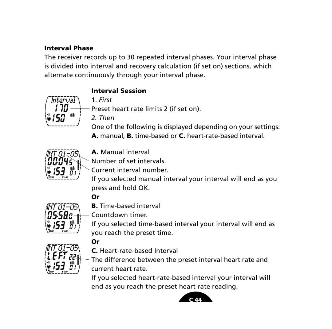 Polar S610i user manual Interval Phase, Interval Session 