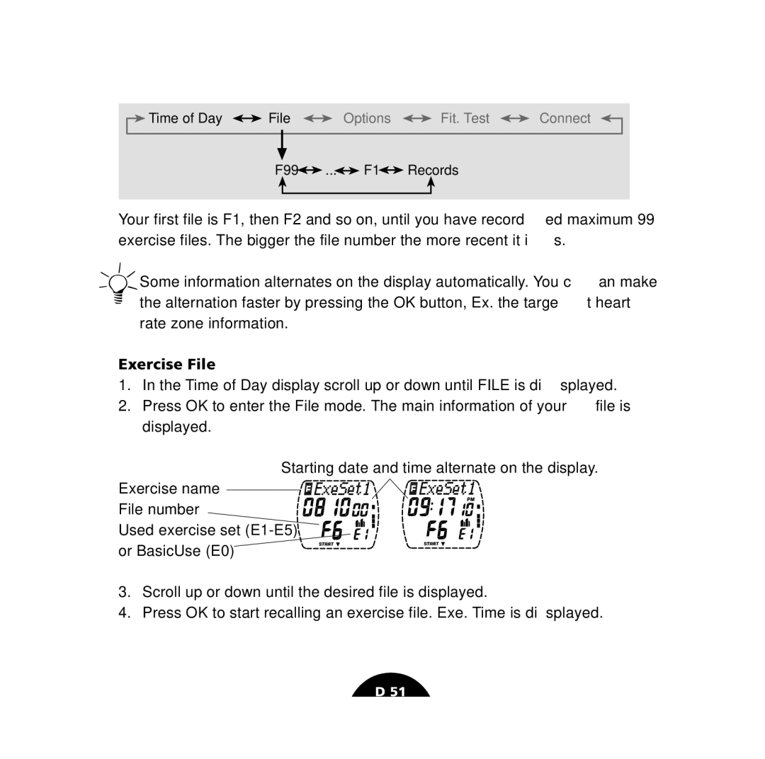 Polar S610i user manual Exercise File 