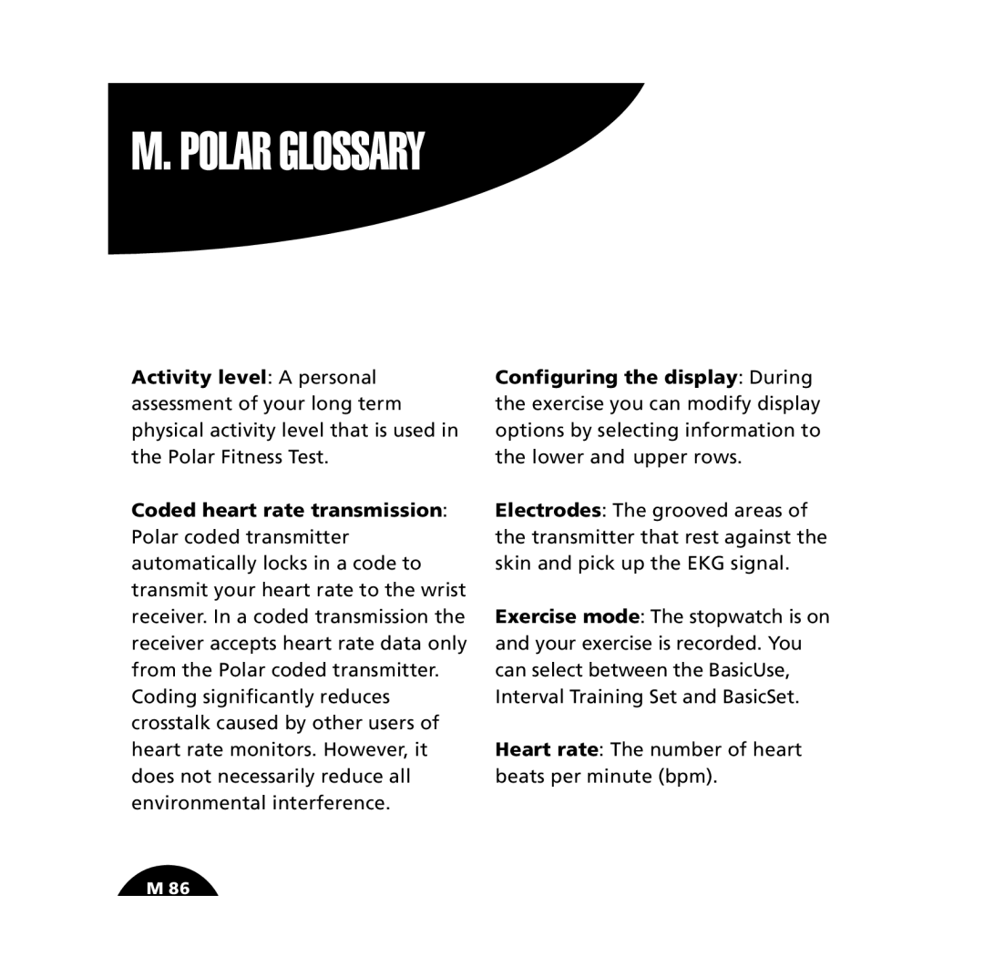 Polar S610i user manual Polar Glossary 