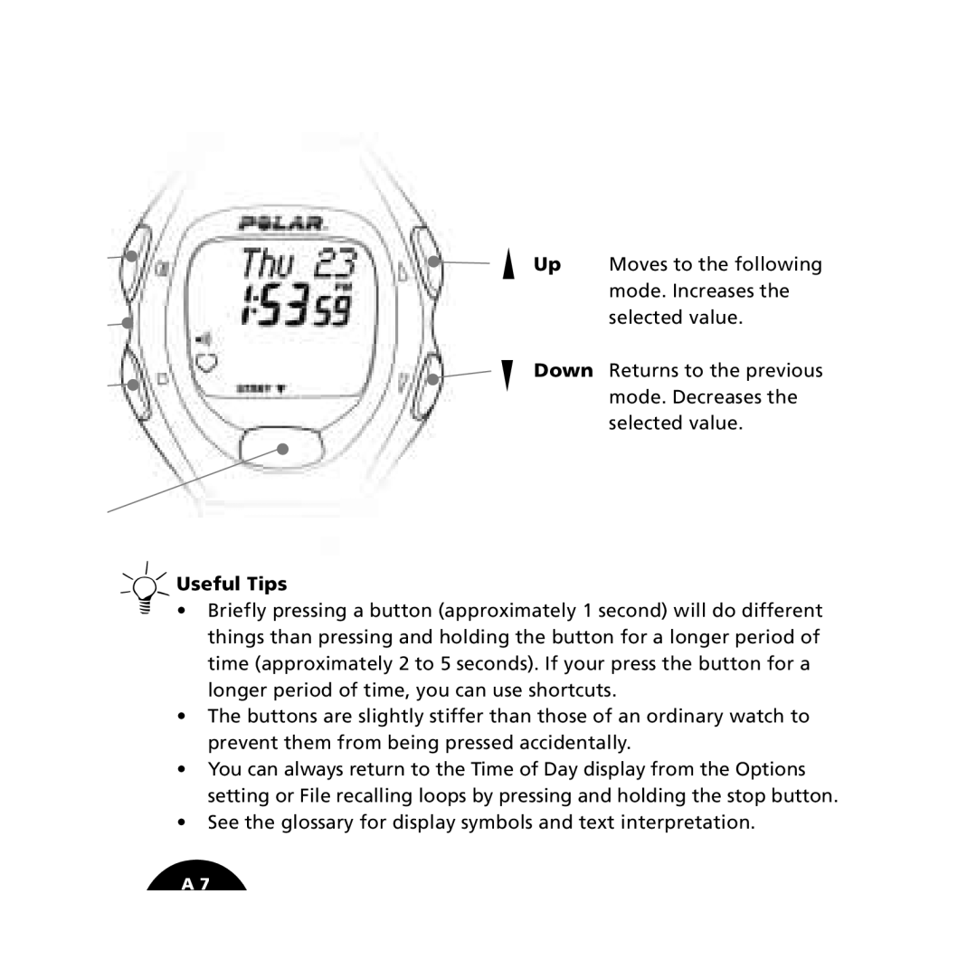 Polar S610i user manual Useful Tips 