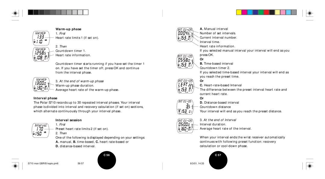 Polar S710 user manual Warm-up phase, Interval session 