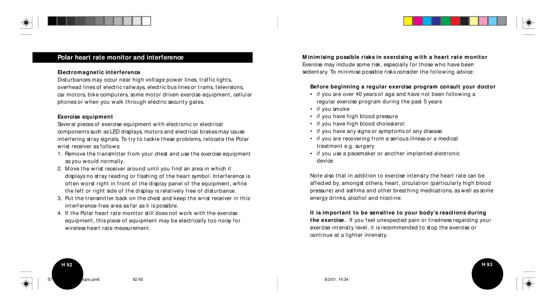 Polar S710 user manual Polar heart rate monitor and interference, Electromagnetic interference, Exercise equipment 