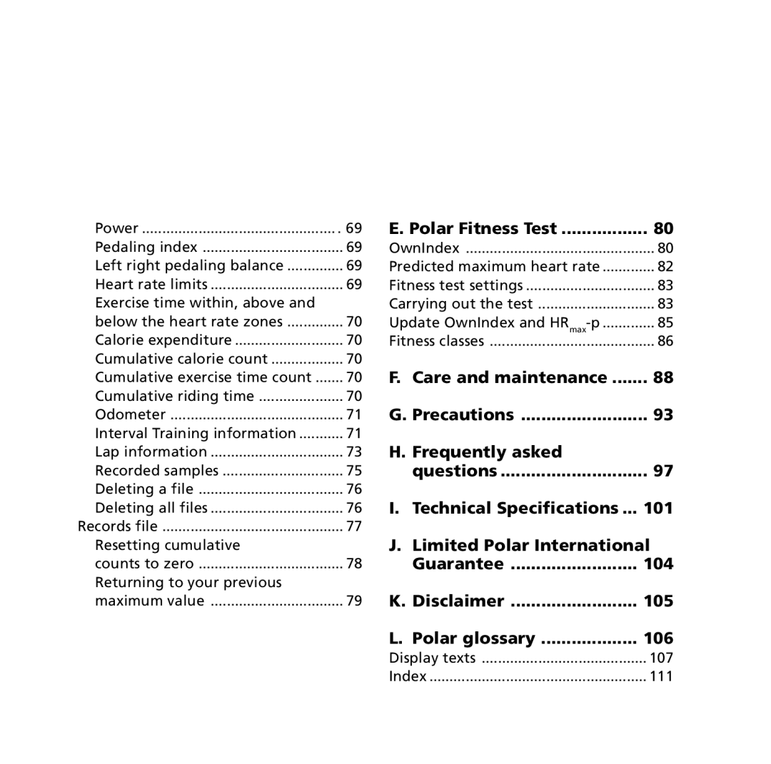 Polar S725 user manual Polar Fitness Test 