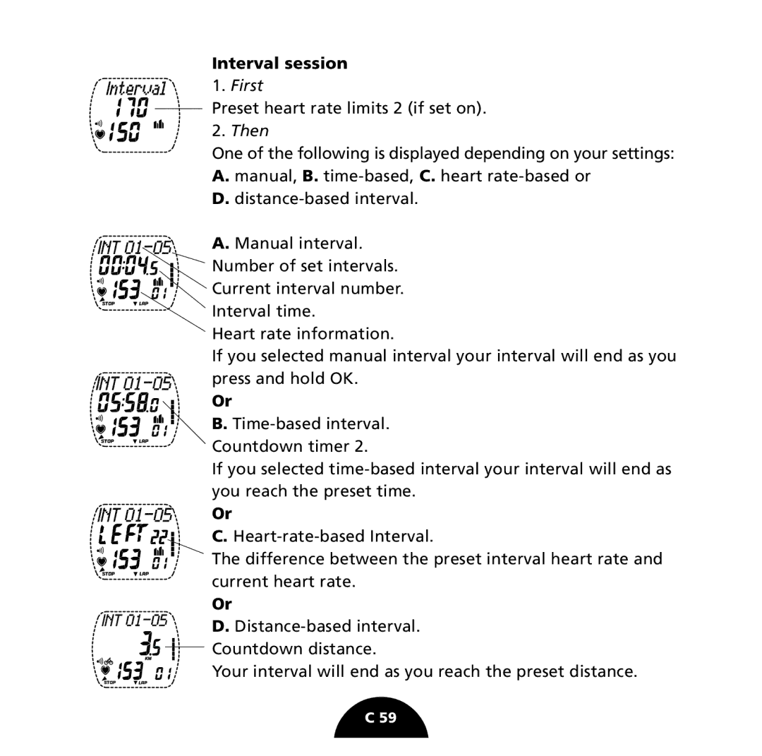 Polar S725 user manual Interval session 