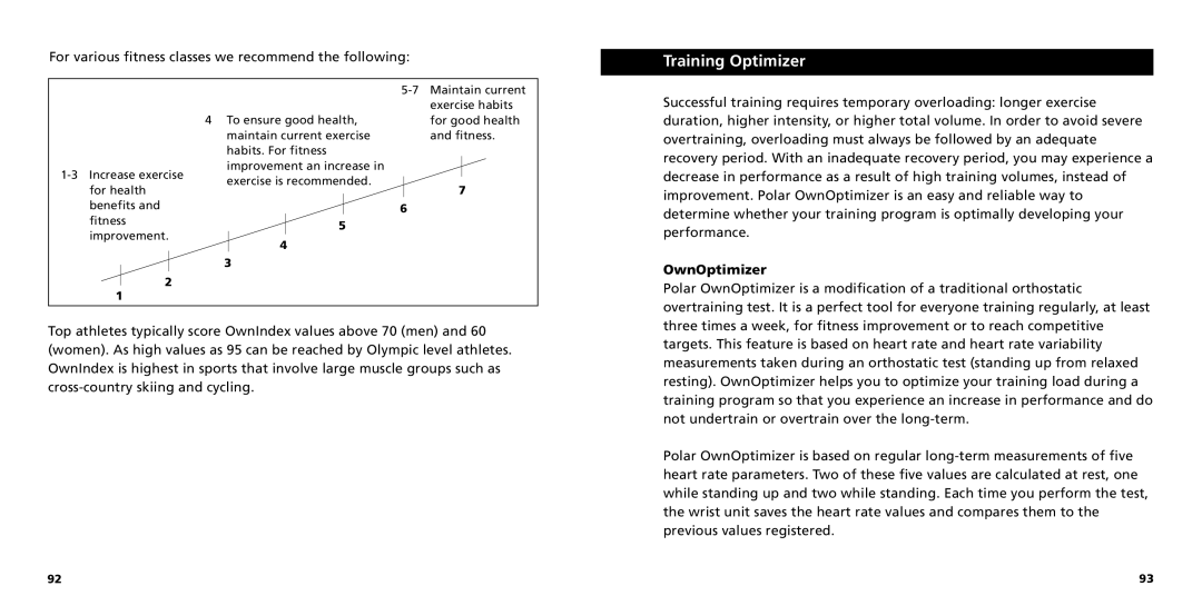 Polar S725X user manual Training Optimizer, OwnOptimizer 