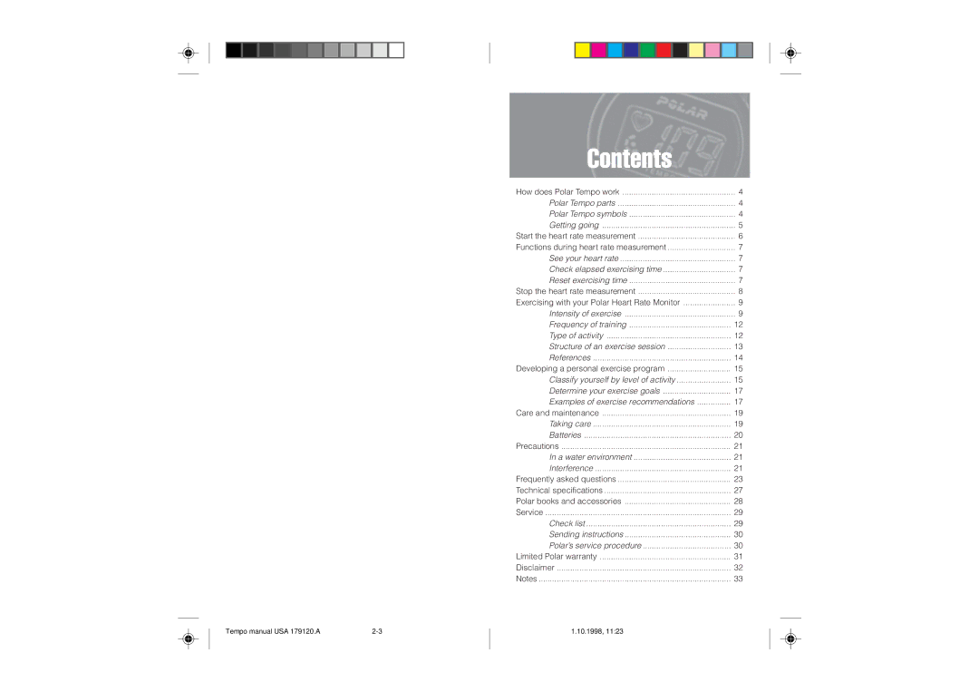 Polar TEMPO user manual Contents 