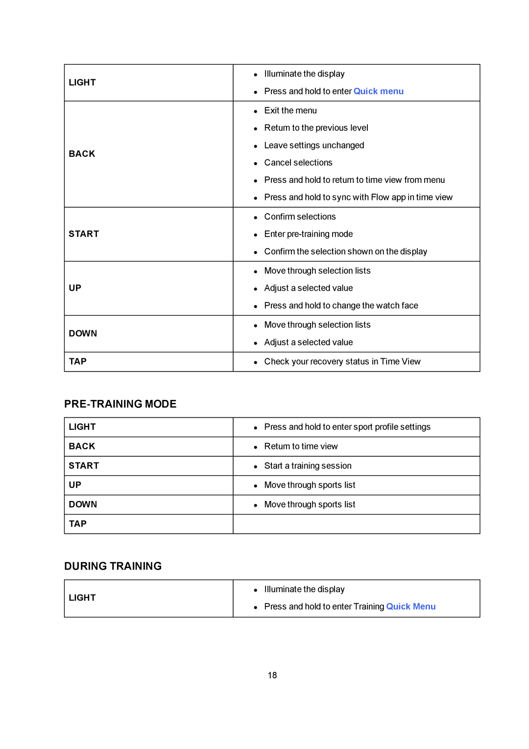 Polar V800 manual PRE-TRAINING Mode, During Training 