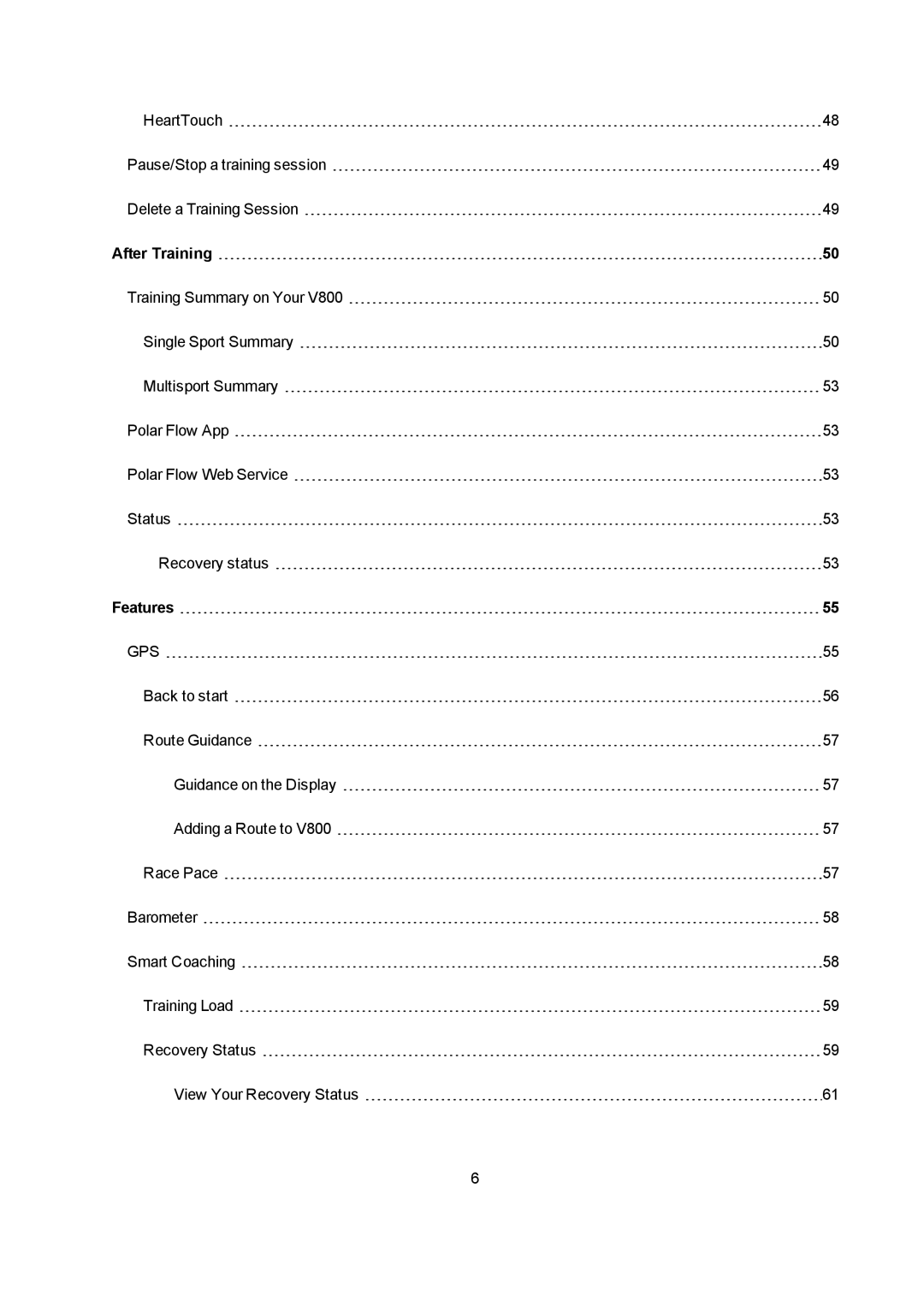 Polar V800 manual After Training, Features 