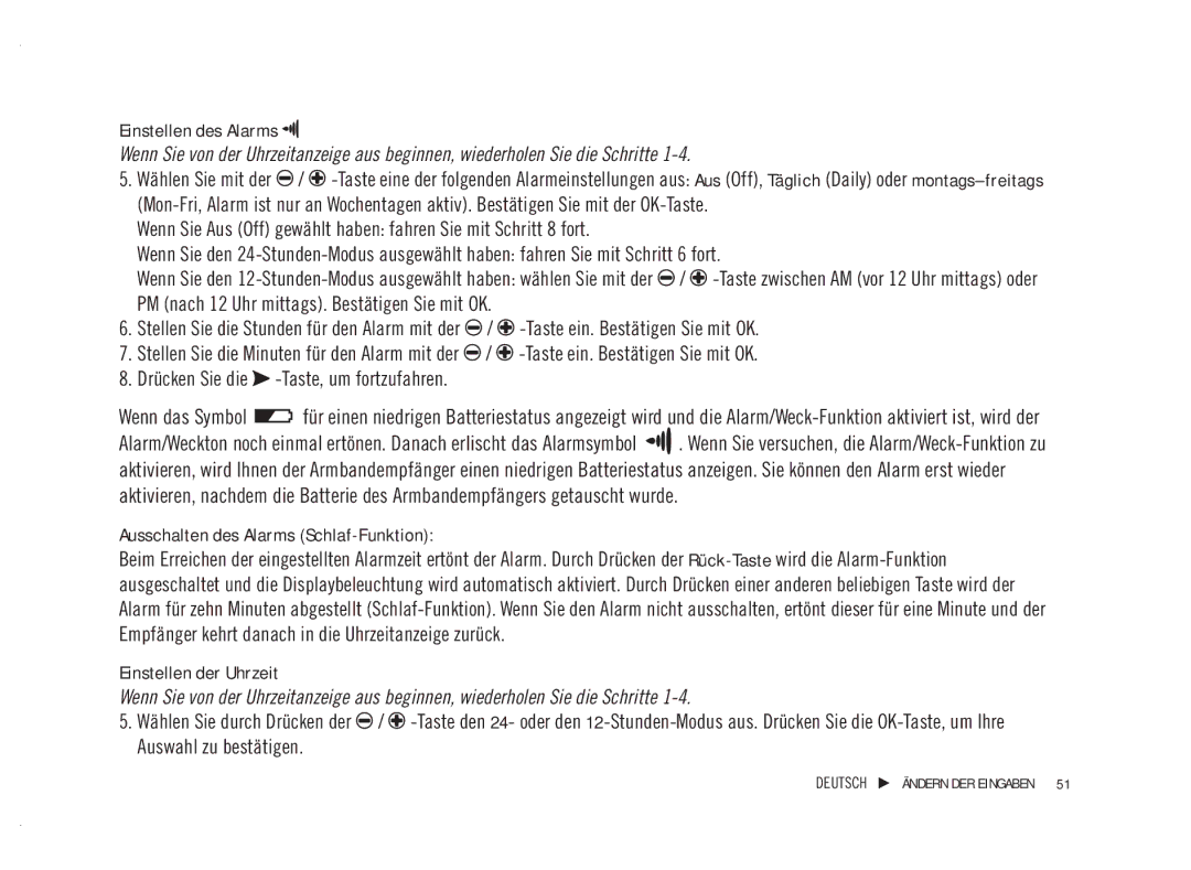 Polar WM42, WM41 user manual Einstellen des Alarms 