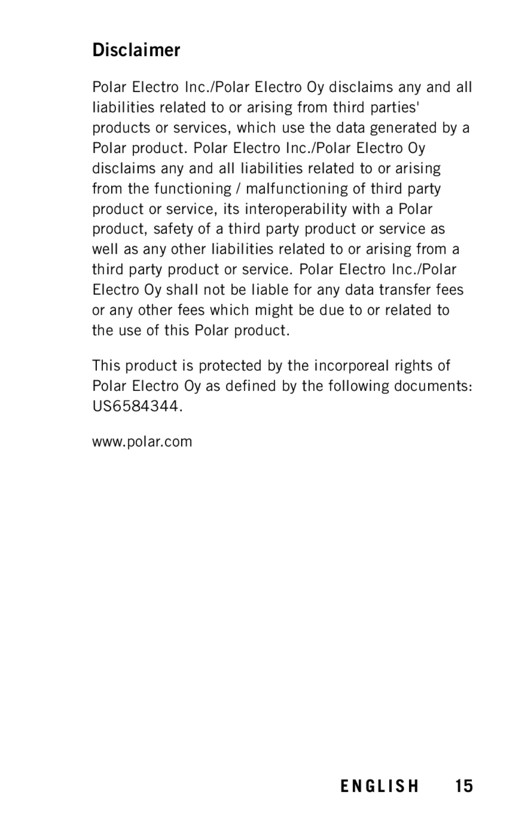 Polar X9 user manual Disclaimer 