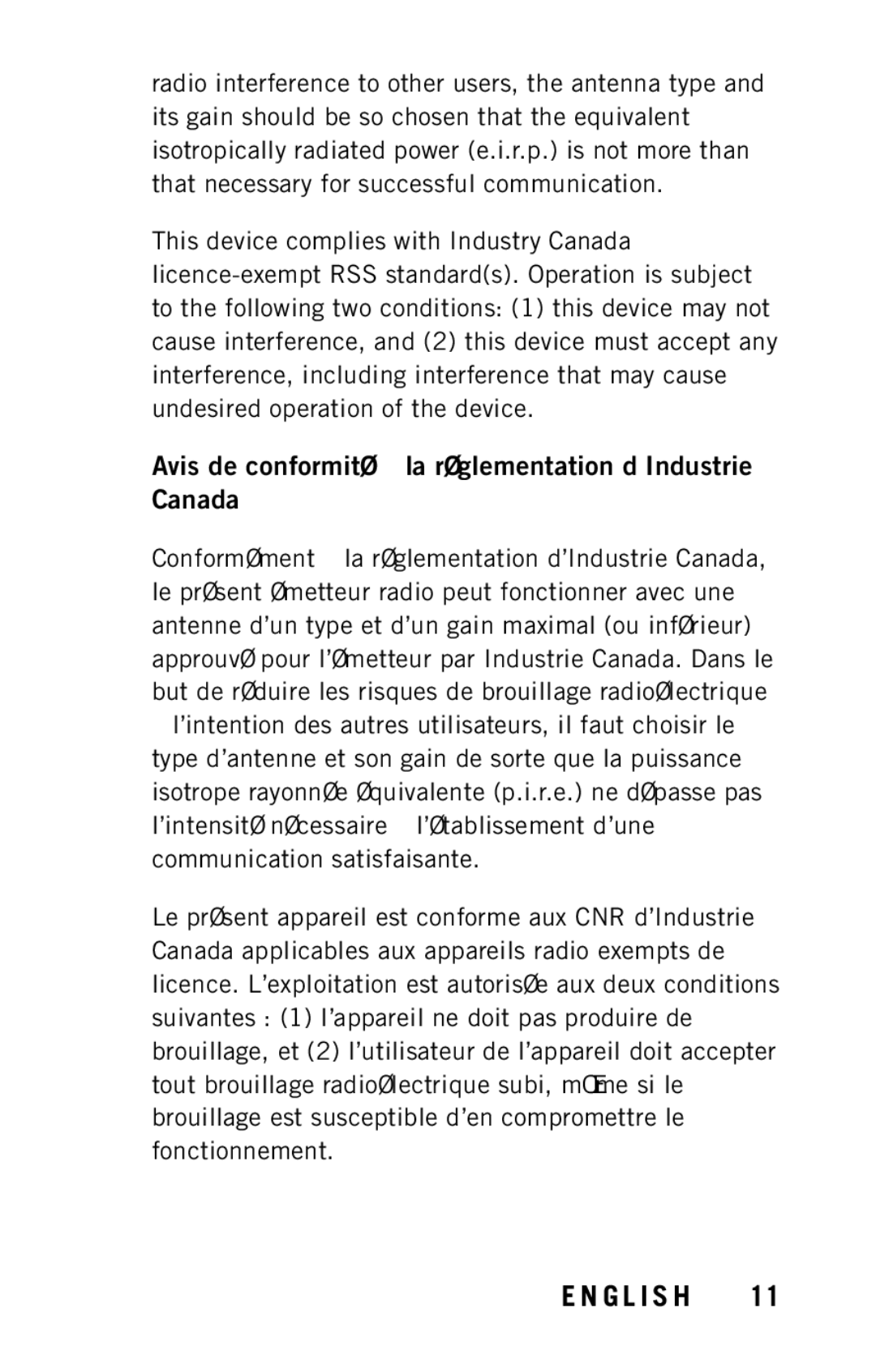 Polar Y8 user manual Avis de conformité à la réglementation d’Industrie Canada 