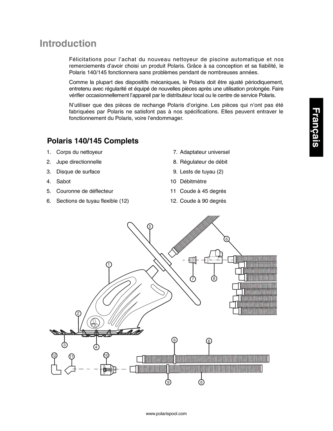 Polaris owner manual Introduction, Polaris 140/145 Complets 