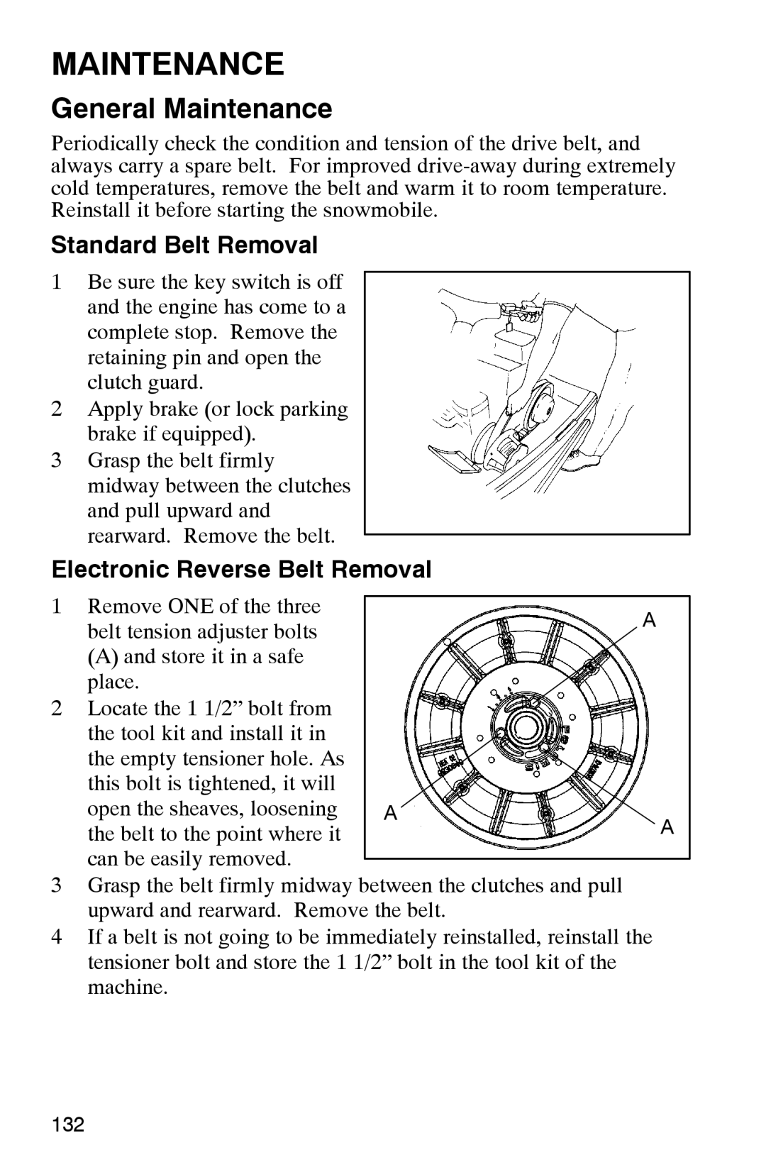 Polaris 2002 manual Standard Belt Removal, Electronic Reverse Belt Removal 