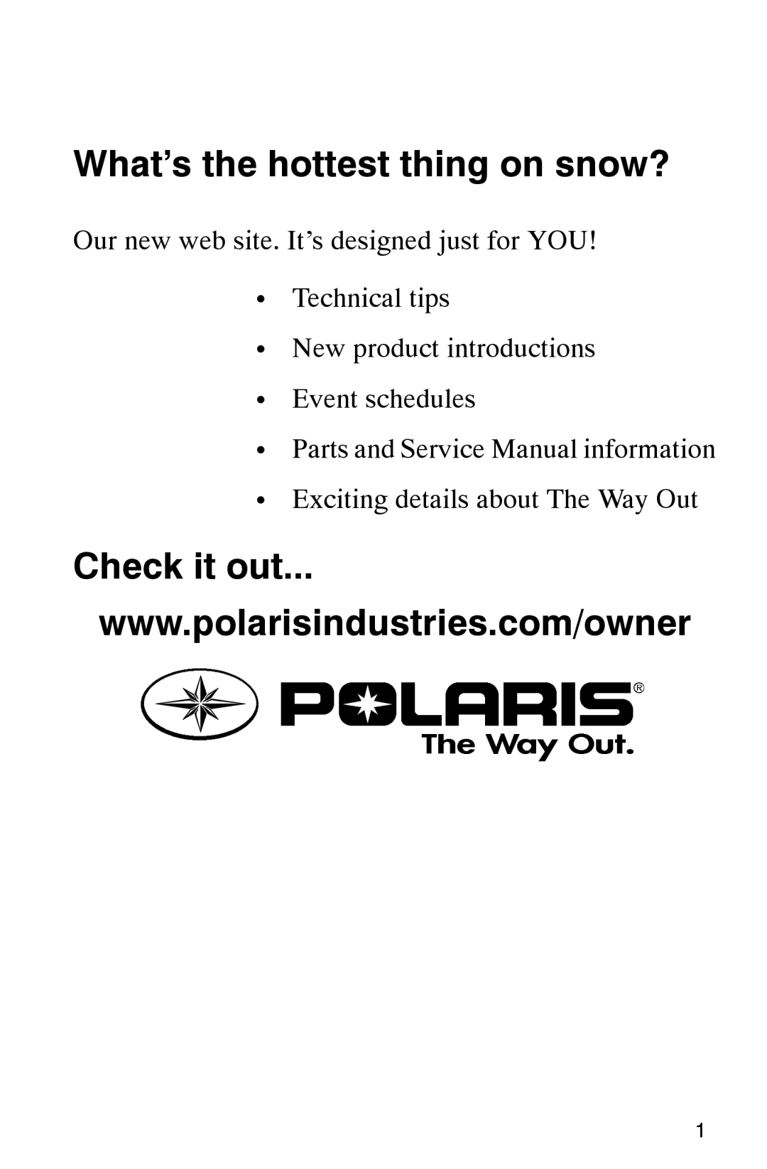 Polaris 2002 manual What’s the hottest thing on snow? 