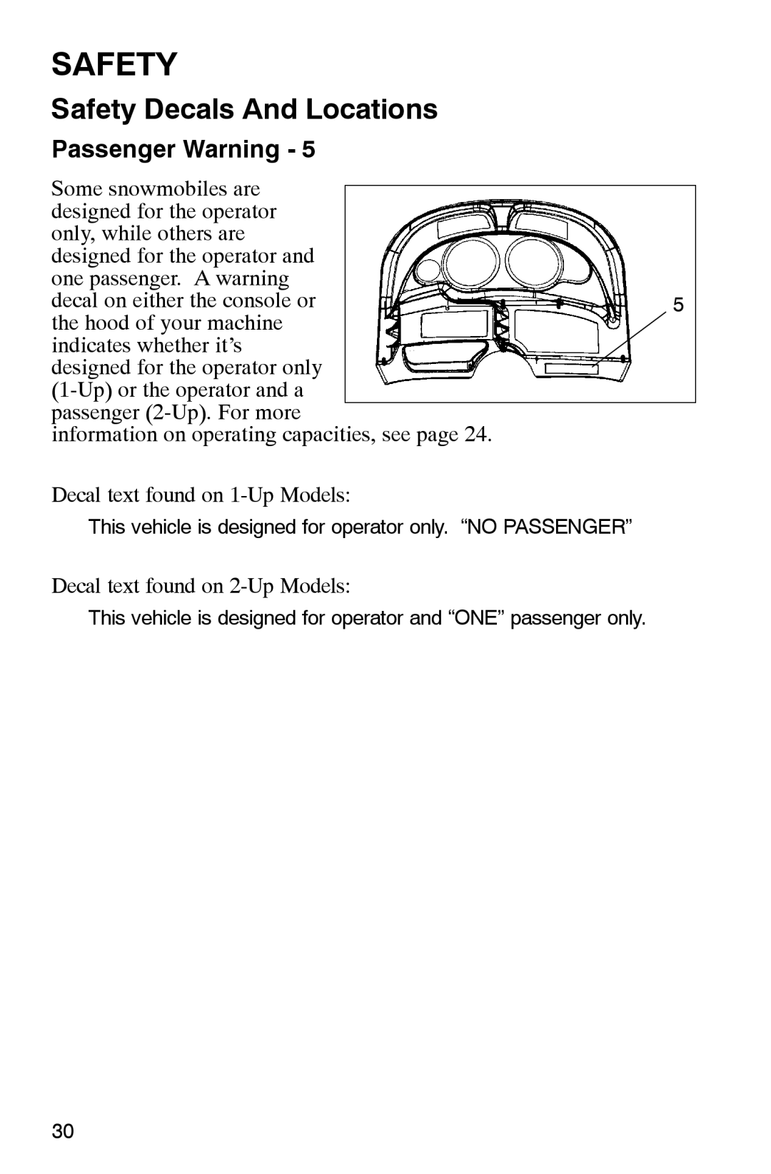 Polaris 2002 manual Passenger Warning 