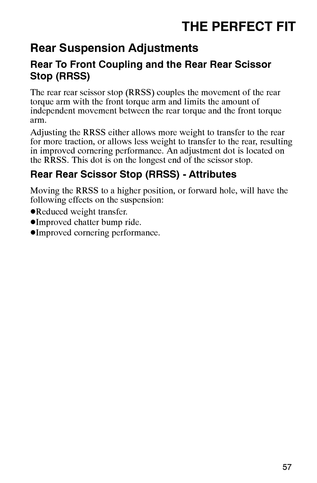 Polaris 2002 manual Rear To Front Coupling and the Rear Rear Scissor Stop Rrss, Rear Rear Scissor Stop Rrss Attributes 