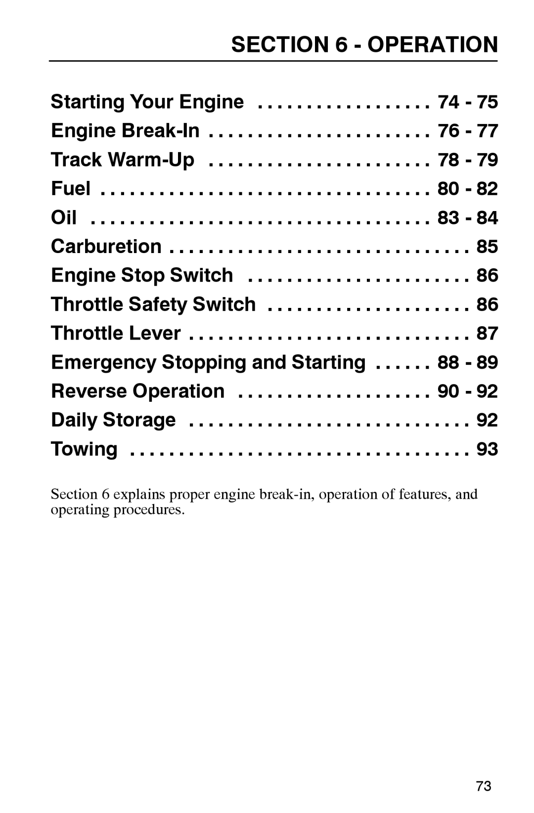 Polaris 2002 manual Operation 